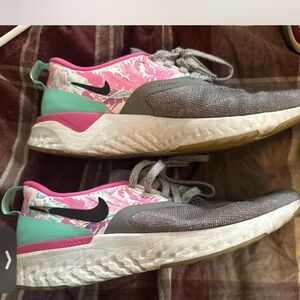 Nike Women's Flyknit Sneakers - Pink, Gray, and Green